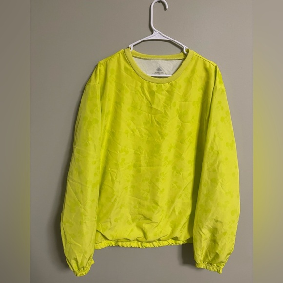 Disney Park Mickey Mouse Pullover Shirt Size XL Neon Yellow Windbreaker Cinch - Picture 1 of 6